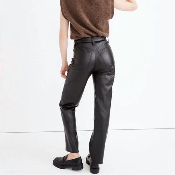 Madewell The Perfect Vintage Straight Jean Faux‎ Leather Edition Black sz 23 NWT - Picture 2 of 13